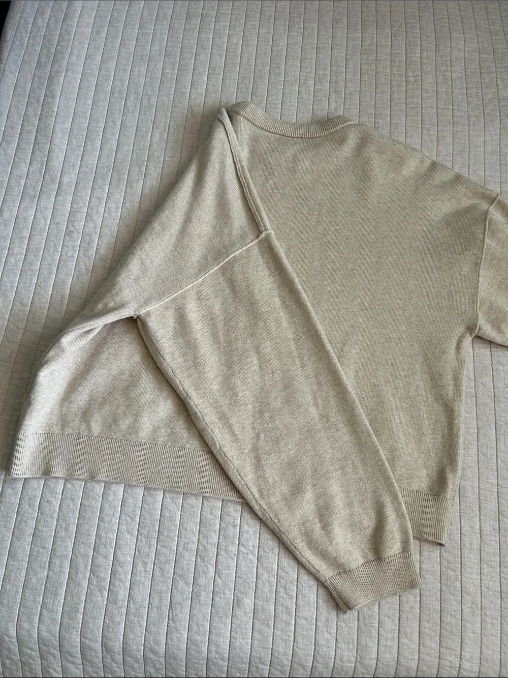 J. Crew Drop-shoulder oatmeal classic crew cotton boxy pullover sweater XL